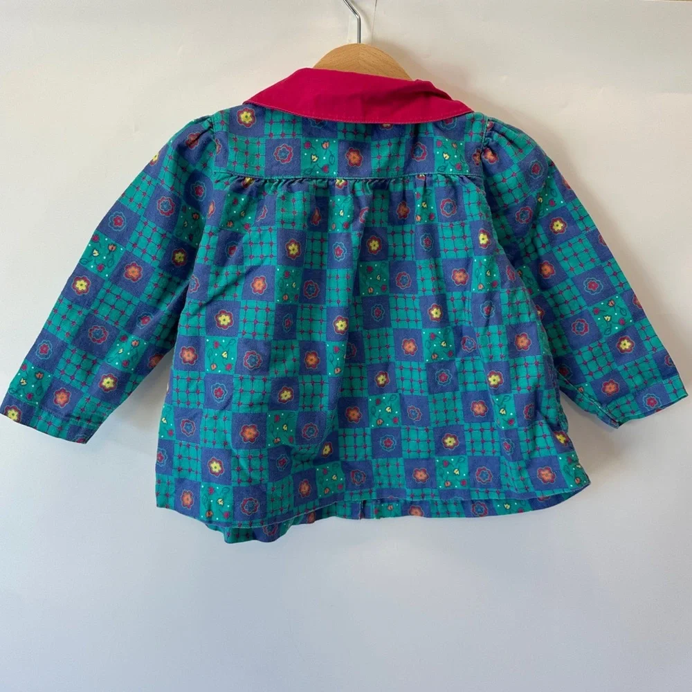 VTG Gymboree St. Moritz Toddler Small Blouse 1996 Rainbow Label‎ Bows Checkered - Picture 3 of 9